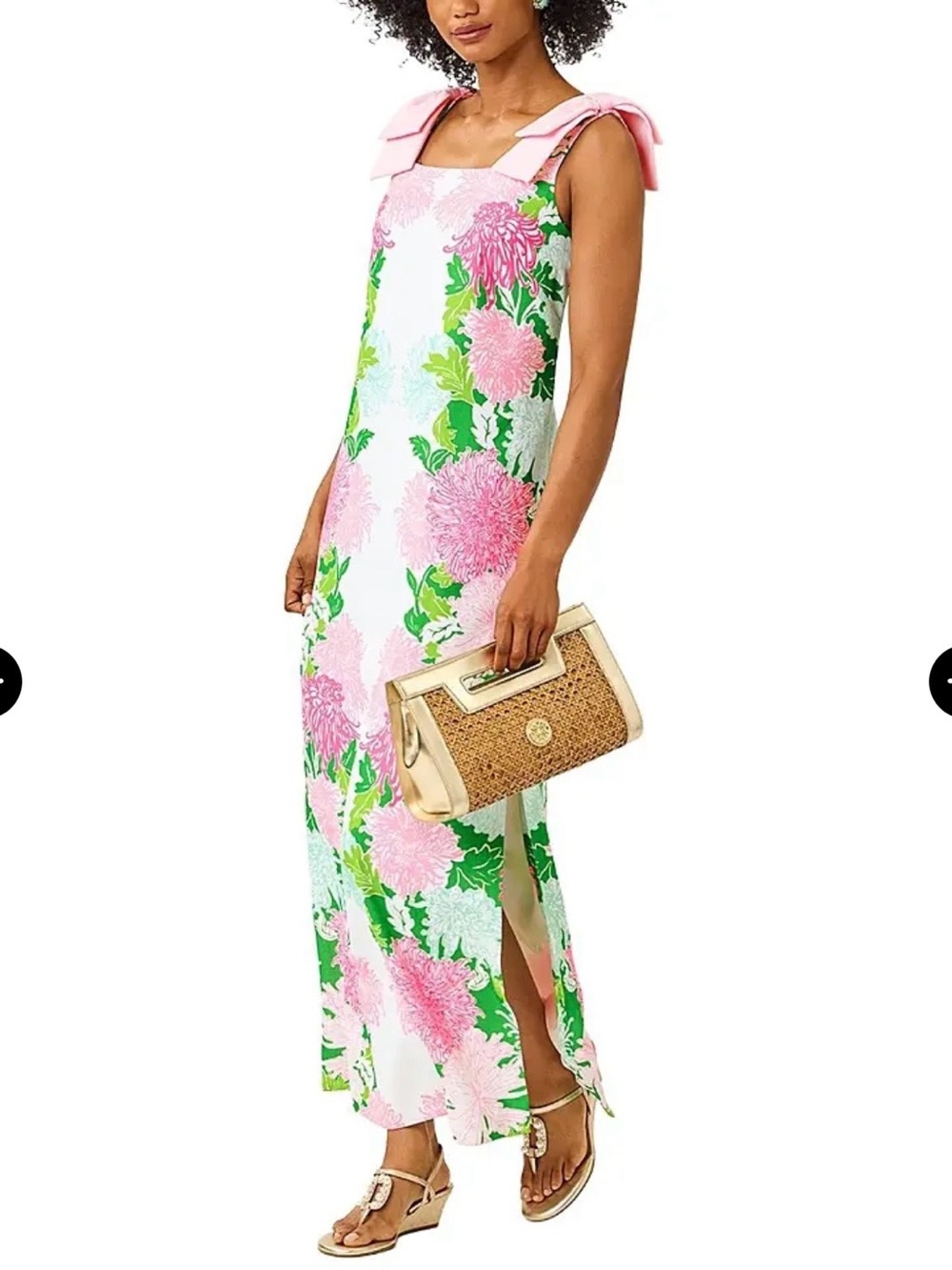 NWT Lilly Pulitzer Bernice Pink, Green & White Floral Tie-Shoulder Dress 8